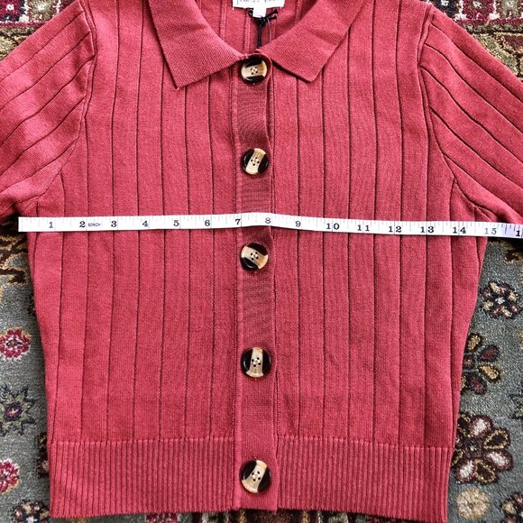 Beautiful Wide-Ribbed Rust-Color Crop Cardigan NWT Size S - Picture 14 of 16